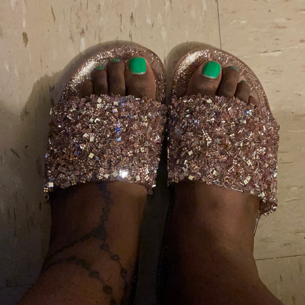 Rose Gold Glitter Slippers